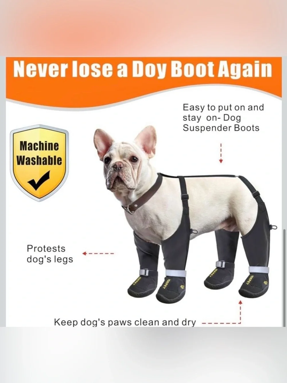 Idepet Dog Suspender Boots, Anti-Slip & Fall Waterproof Tall Shoes Legging for S